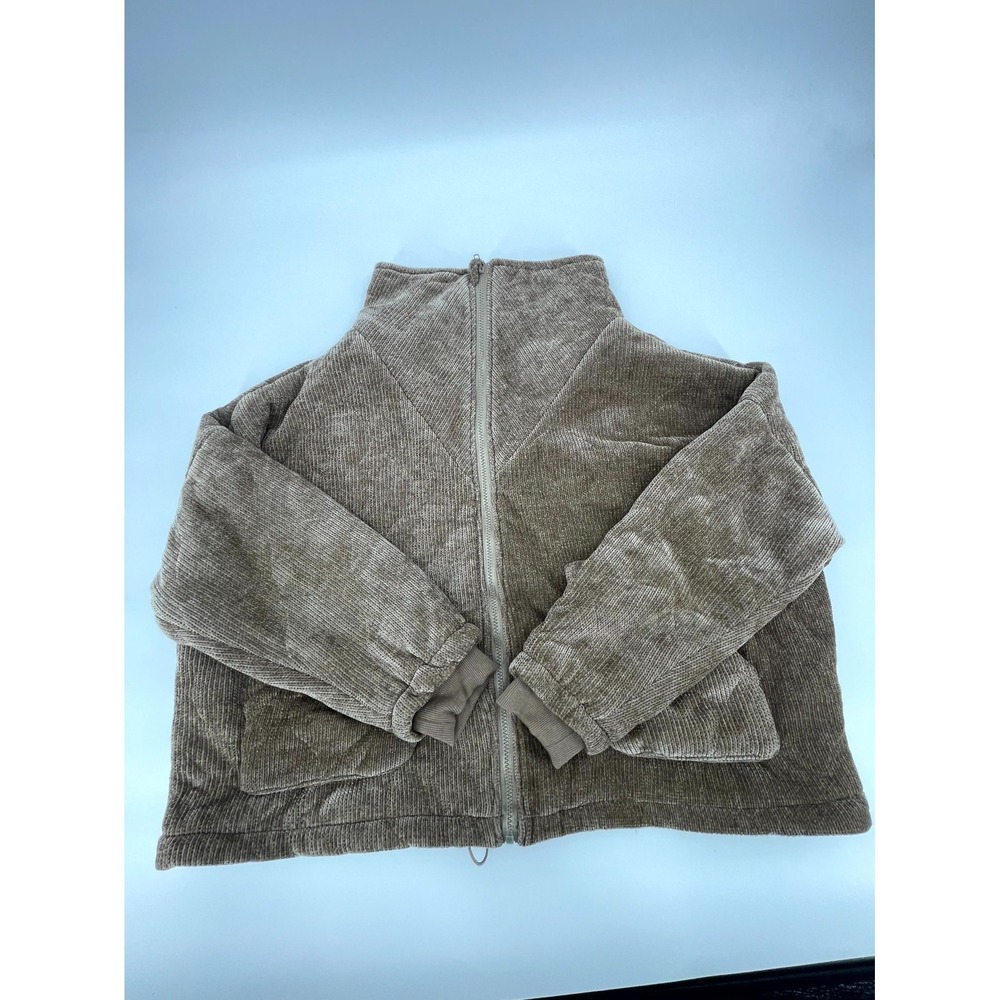 White Birch Black Label Corduroy Jacket Womens‎ Large Tan Lined Mock Neck Zip Up